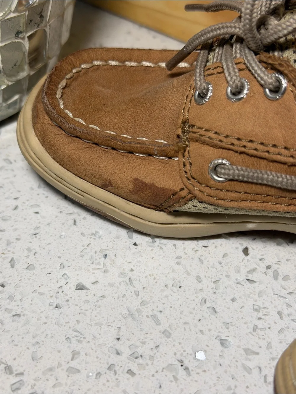 Sperry Kids Tan Brown Boat Shoes with Laces W